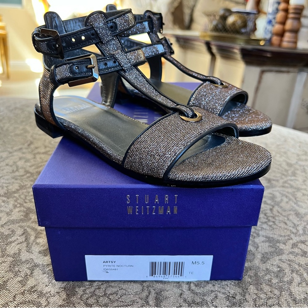 Vintage Stuart Weitzman Artsy Pyrite Nocturn Gladiator Sandal Size 5.5